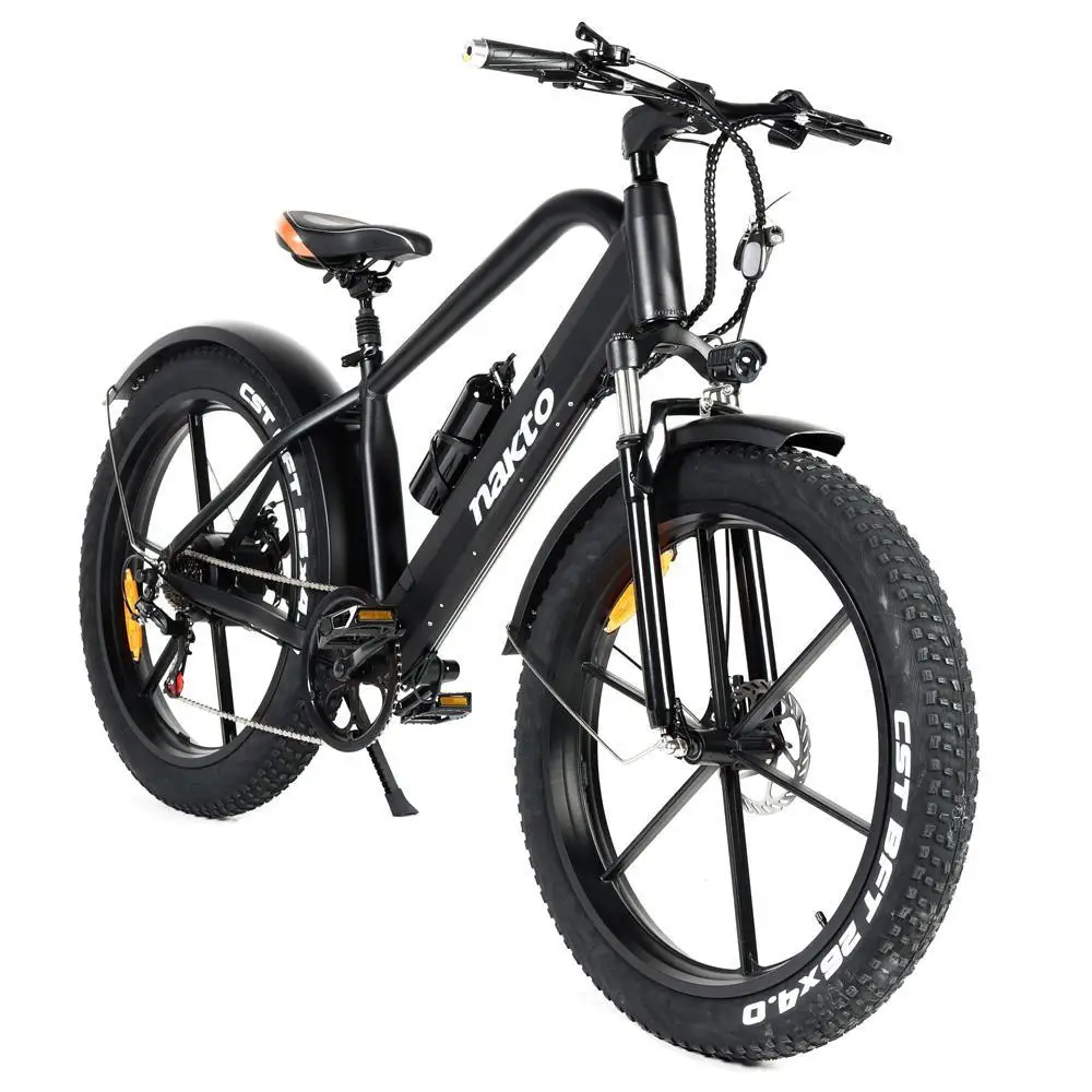 NAKTO Electric Bicycle 500W Motor Max Speed 25km/h 48V 10AH 50km Max Range – Direwolf 26 inch Lithium battery Aluminium