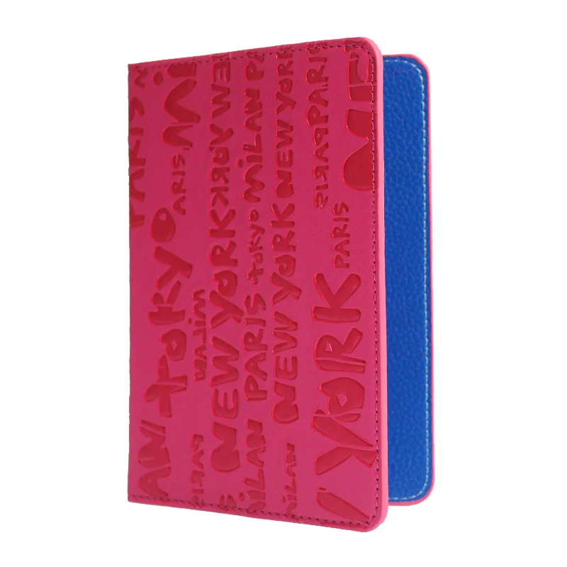 Rose Red KUDIAN BEAR с буквенным узором, чехлы для паспорта, для путешествий, из искусственной кожи, Корея, для мужчин и женщин, держатель для паспорта, органайзер, Porte Carte BIY019 PM49 - Цвет: Rose Red