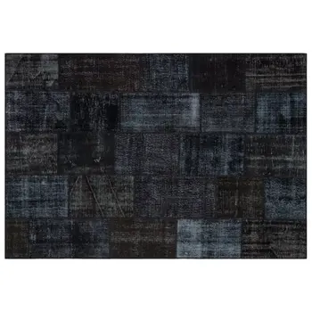 

Handmade Black Vintage Overdyed Patchwork Area Rug 190x280 Cm-6'3''X9'2''