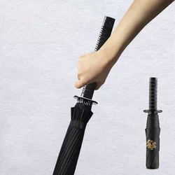 EDC – parapluie pliant automatique, couteau épée de samouraï japonais, coupe vent, créatif, autodéfense en plein air, grand Parasol 