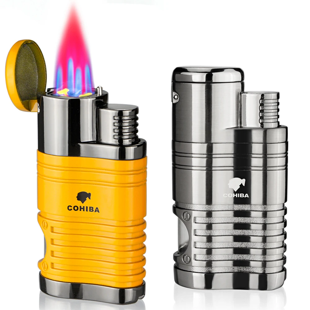 Зажигалка Cohiba для сигар сигарет табака 4 фонарь струйное пламя многоразовая с
