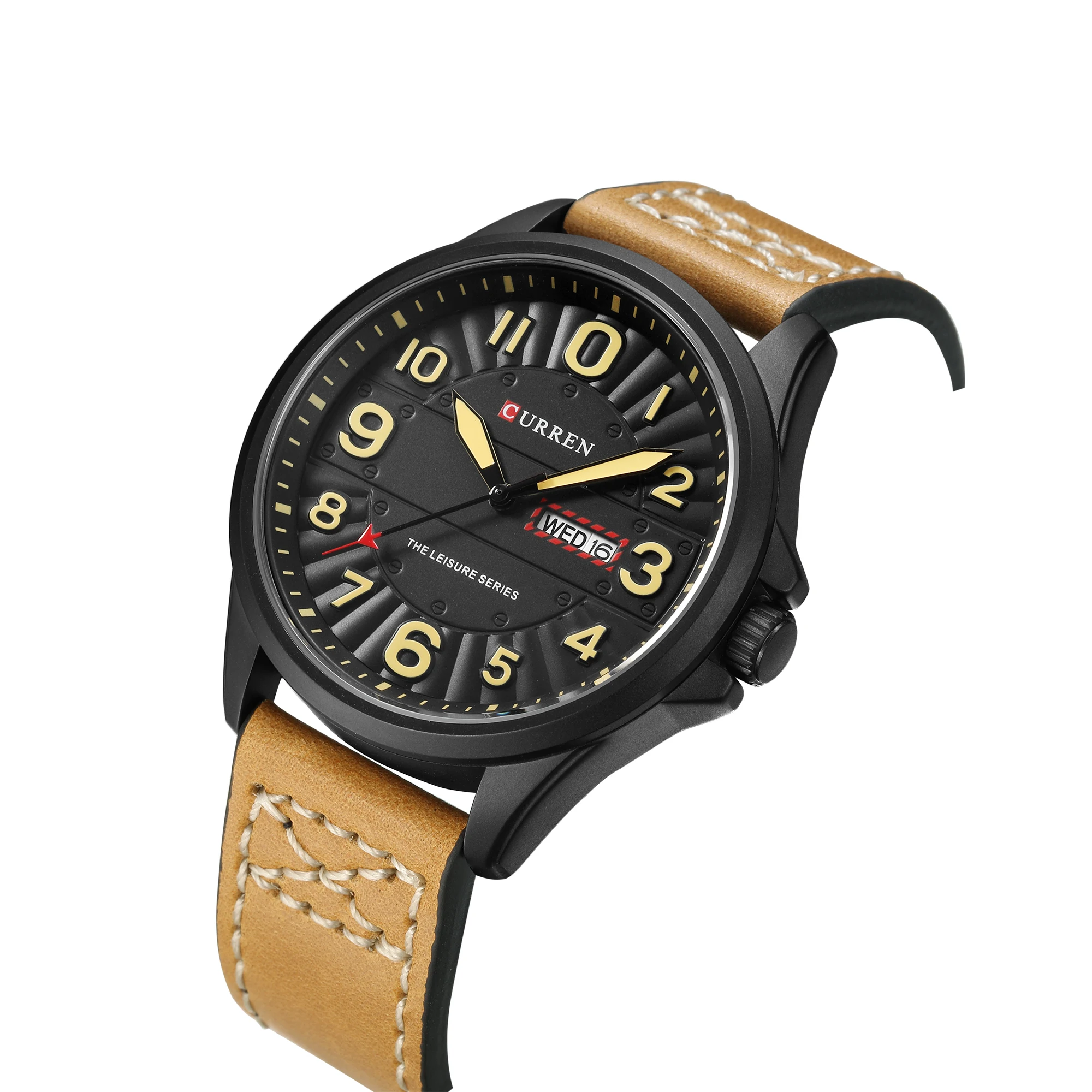 

CURREN Leather Strap Quartz Watch 2019 Retro Design Military Watch Outdoor Wrist Watch Waterproof Date Week Display Male Clock