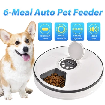 

Automatic Feeder Dog and Cat Food Regular Feeding Pet Feeder Smart Feeder 6 Meal Automatic Feeder Pantalla LCD