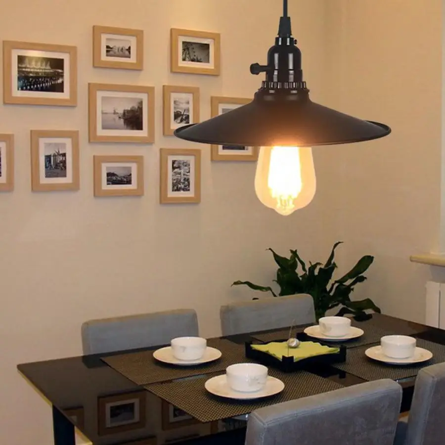 

AC 100-240V E26/E27 Base Retro Style LED Pendant Light Iron Lamp For Cafe Bar Hallway Without Bulb