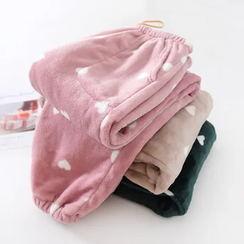 

Coral Fleece Nightwear For Women Flannel Trousers Lingerie Femme Sexy Sleep Bottoms Pants Casual Daily Trousers халат женский