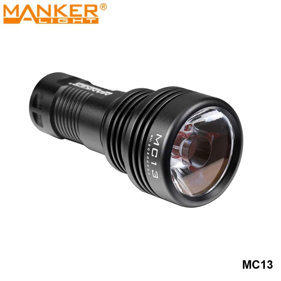 US $45.95 Manker MC13 Powerful Long Range Outdoor Portable Flashlight Blue Red LED Torch With TypeC USB Rechargeable 18350 Battery