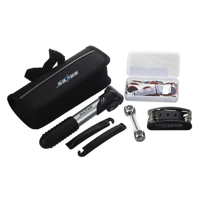 cheap 16 in 1 Bicycle Bike Cycling Tyre Repair Tools Kits Set Multifunctional with Mini Portable Pump