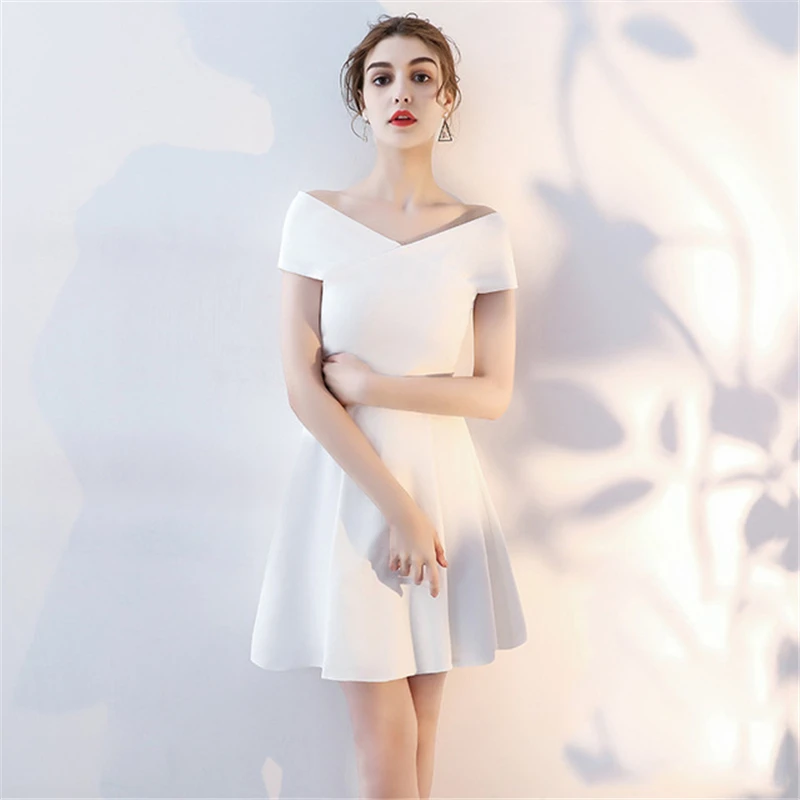Bridesmaid Dresses Simple Off the Shoulder stain Elegant Bridesmaid Dress Short Boat Neck Dresses for Wedding Party Vestido Bridesmaid Dresses Simple Off the Shoulder stain Elegant Bridesmaid Dress Short Boat Neck Dresses for Wedding Party Vestido