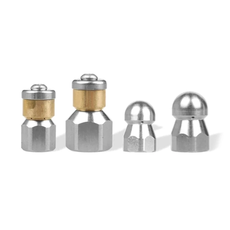 Rotating Sewer Jetter Nozzle Stainless Steel Pressure Sewer Hose Fittings Cleaning Pipe Drain Washing Rotary Nozzle