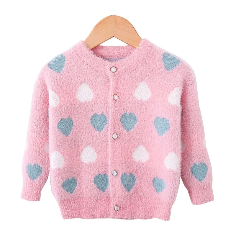 

Autumn Children's Wear Girl Cardigan Sweater Cartoon Child Style Korean Version of Wool Sable Coat Children's Sweater
