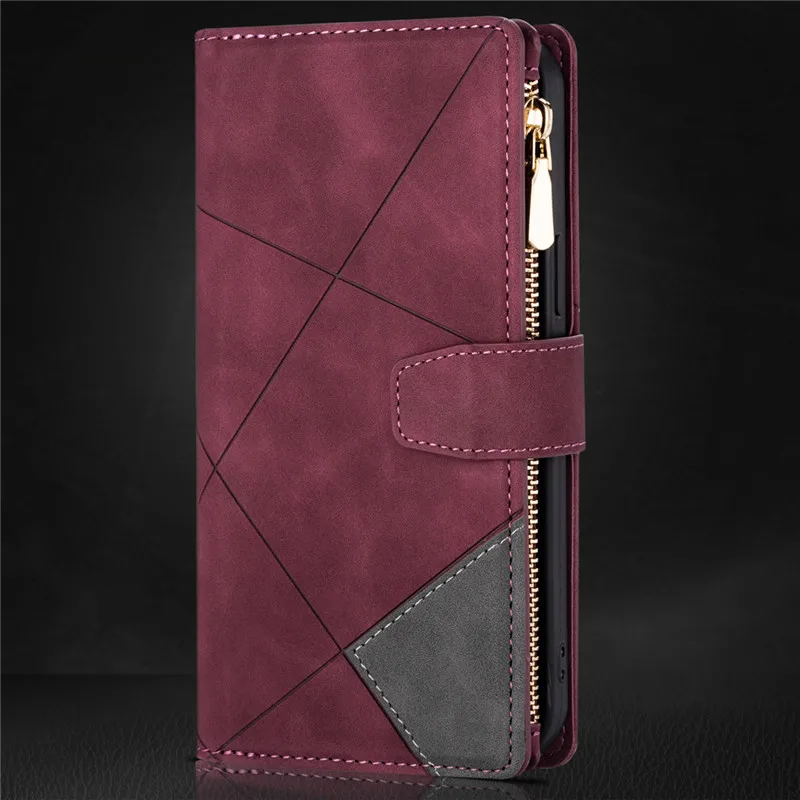 Luxury Leather Zipper Case for iPhone 13 12 11 Pro Max XS XR 7 8 Plus SE 2020 6 6S Mini Wallet Cover Multi Card Slots Phone Bag