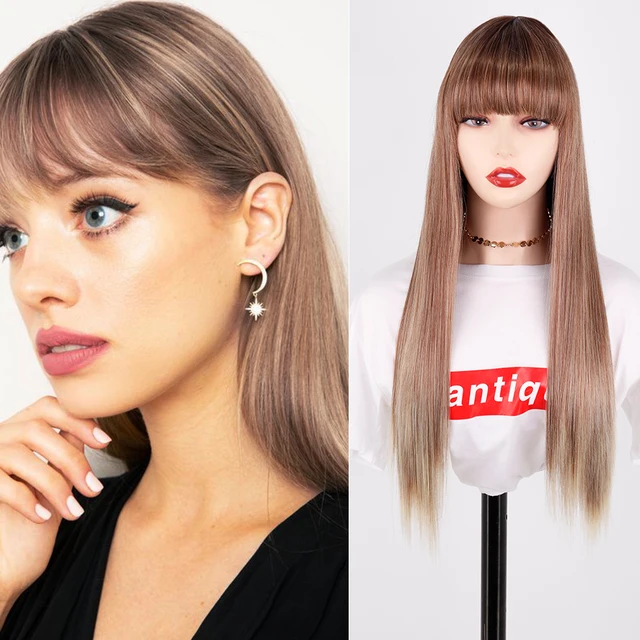 Synthetic Hair Pink and Black Wig Long Straight hair Cosplay Wig Two Tone Ombre Color Women Wigs R4-30T613