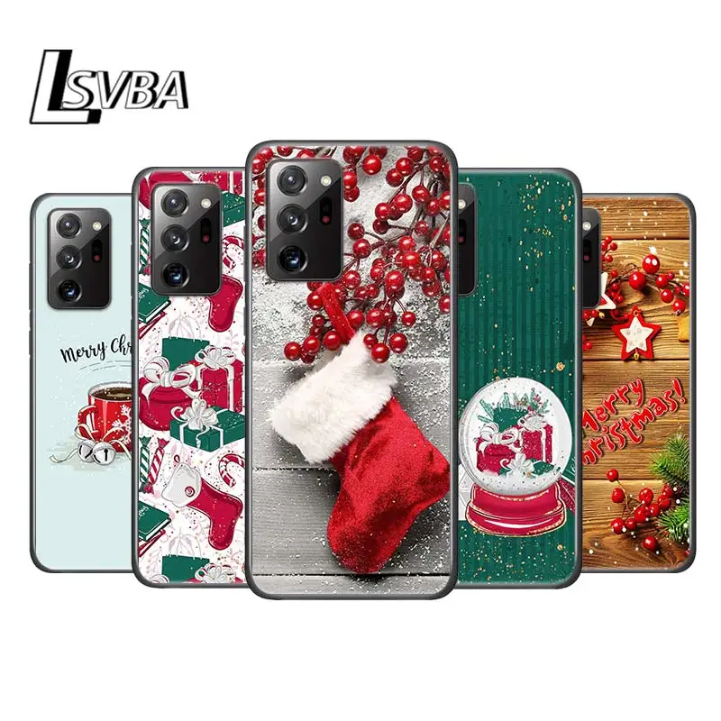 New Year Gifts Christmas for Samsung Galaxy Note 20 Ultra 10 9 8 Pro S10E S10 5G S9 S8 S7 Plus Bright Black Phone Case | Мобильные