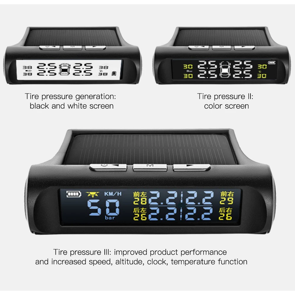 Автомобильный HUD gps дисплей, измеритель скорости, солнечная зарядка, TPMS(бар)/км/ч/температура в шинах, светодиодный, цифровой, автоматический сигнал о превышении скорости