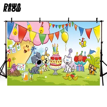 

DAWNKNOW Cartoon Dog Flag Photography Background Baby Birthday Party Photocall Backdrop Children Photo Studio lv2209