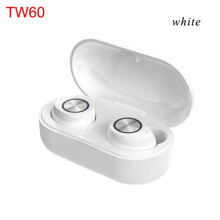TW60 white Модный подарок Bluetooth наушники беспроводные наушники супер бас стерео гарнитура Handsfree Наушники с микрофоном зарядный чехол - Цвет: TW60 white