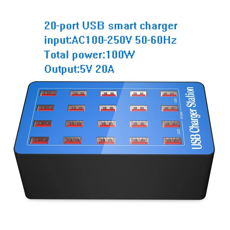 SCOMAS Зарядное устройство станция 20-Порты и разъёмы 20A 100W зарядное устройство usb multi концентратор зарядка через usb док-станция Универсальный держатель для мобильного телефона для рабочего стола, Зарядное устройство s