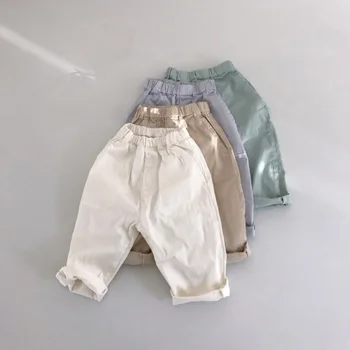 

WLG baby spring autumn fashion pants kids solid beige khaki green purple pant boys girls all match trousers 1-5 years