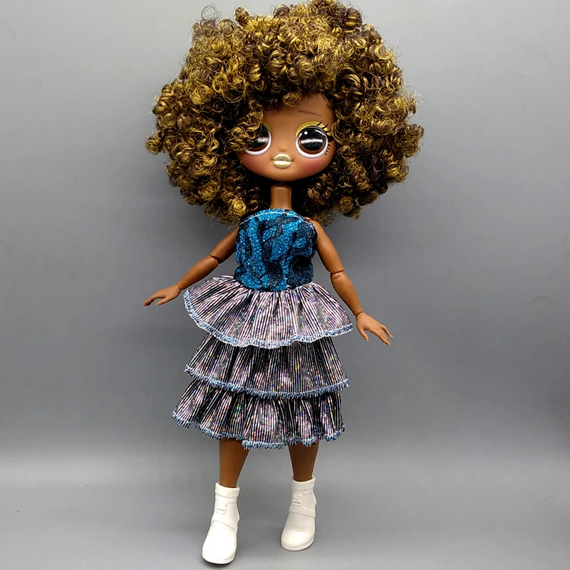 Tanie Nadaje się do lalki OMG Barbie niebieski srebrny TUTU sukienka Super słodki