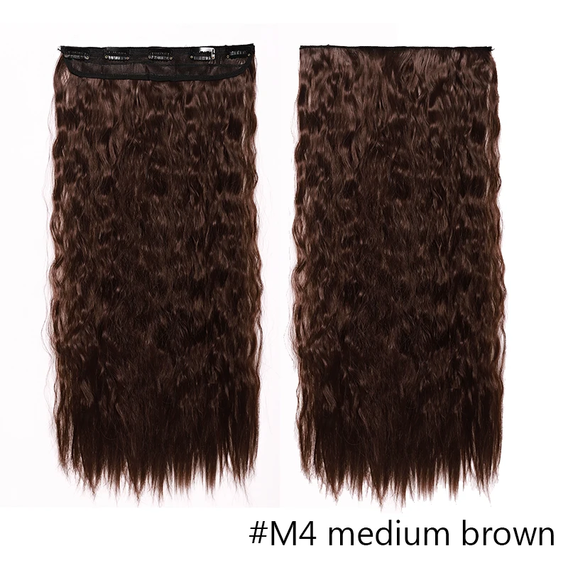 S-noilite, накладные волосы на заколках, синтетические волосы, водная волна, 5 клипс, цельные накладные волосы, черный, коричневый, искусственные волосы для женщин - Цвет: M4
