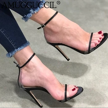 

Customize 2020 New Plus Big Size 35-52 Black Buckle Fashion Sexy High Heel Summer Girl Female Ladies Women Sandals L1223