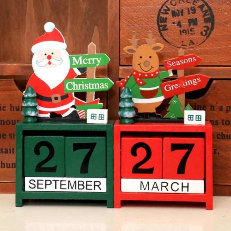 Уникальный настольный календарь деревянный Рождественский день вечерние принадлежности офисные гостиничные календарь создать домашний Декор подарок праздник зимний стол