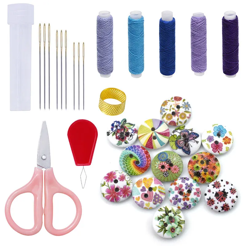 

118PCS Portable Mini Sewing Kit Needle Button Set Household Tools Kit Hotel Hand Sewing Scissors Needles Needle Threader Thimble