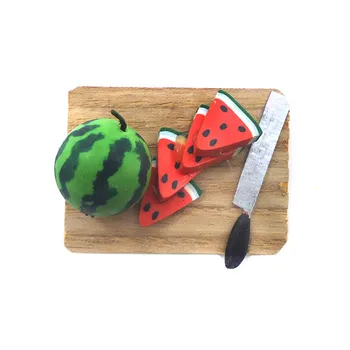 

Simulation Toy 1:12 Kitchen Chopping Board Watermelon Fruit Mini Model Kids Fun Toy House Miniature Children Creative Game