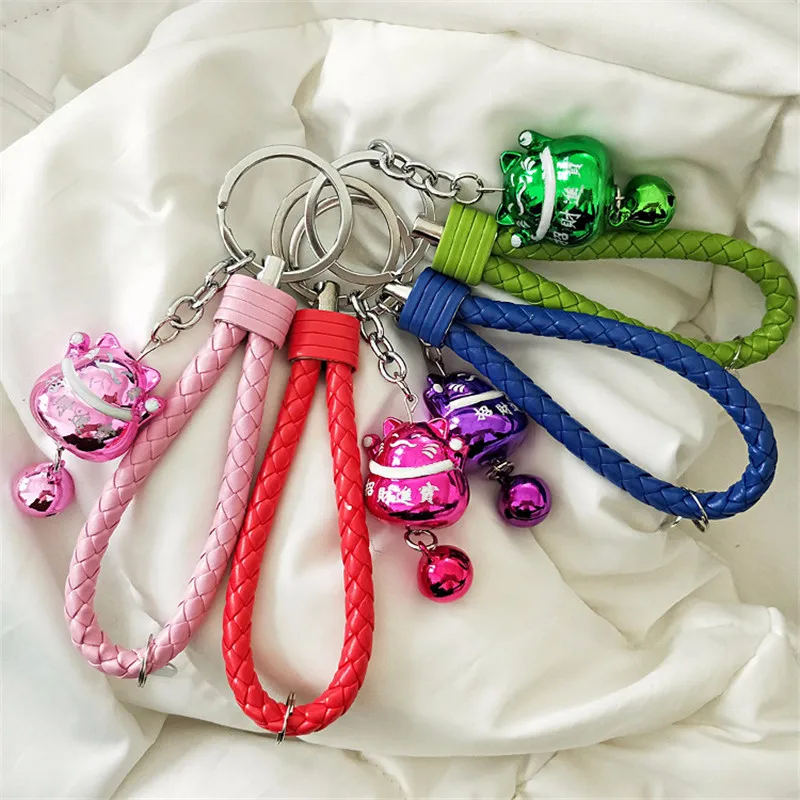 Брелок для ключей с мультяшным котом колокольчиком подарок детей кошелек