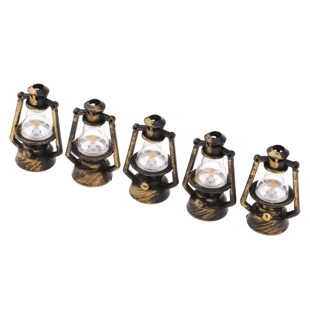 1:12 Dolls House Life Scene Ornament - Miniature Metal Kerosene Lamp Model