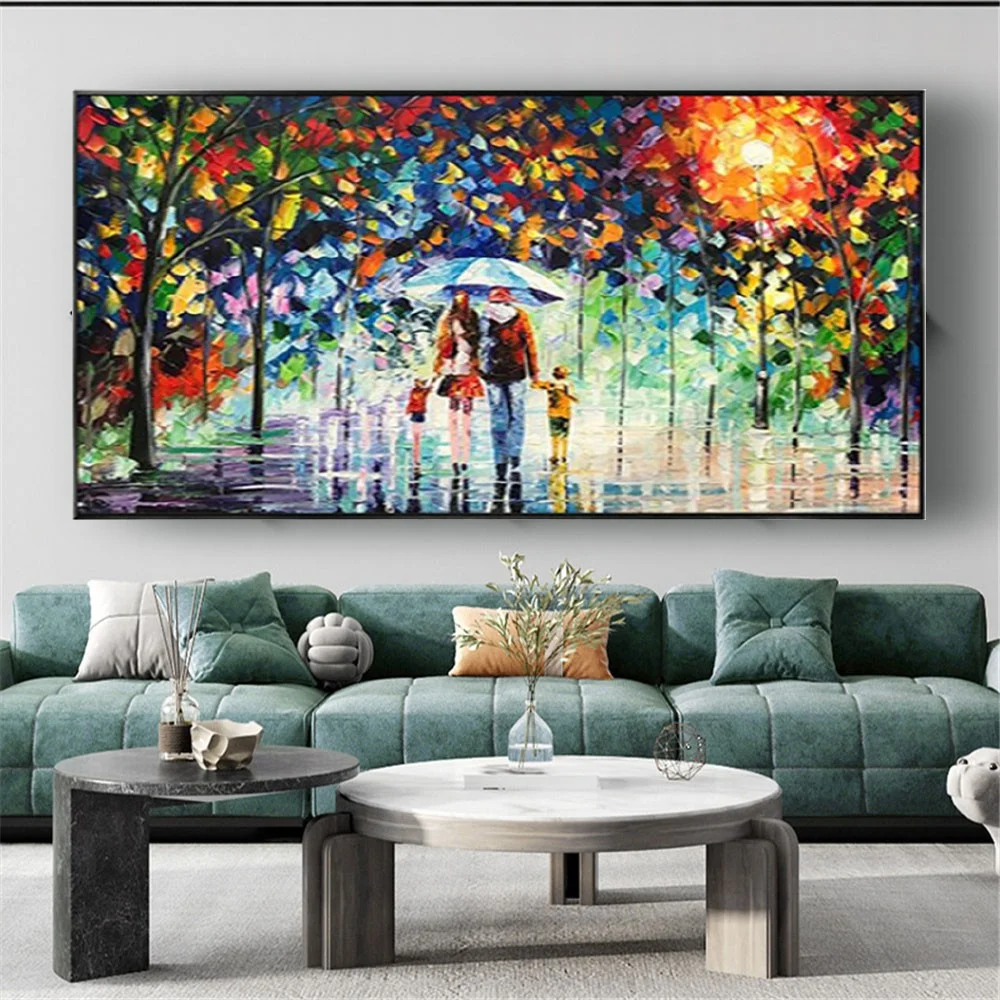 

Hand-Painted Oil Painting Abstract Knife Paintings Street Lovers Canvas Poster Modern Home Decor Mural For Living Room Wall Art