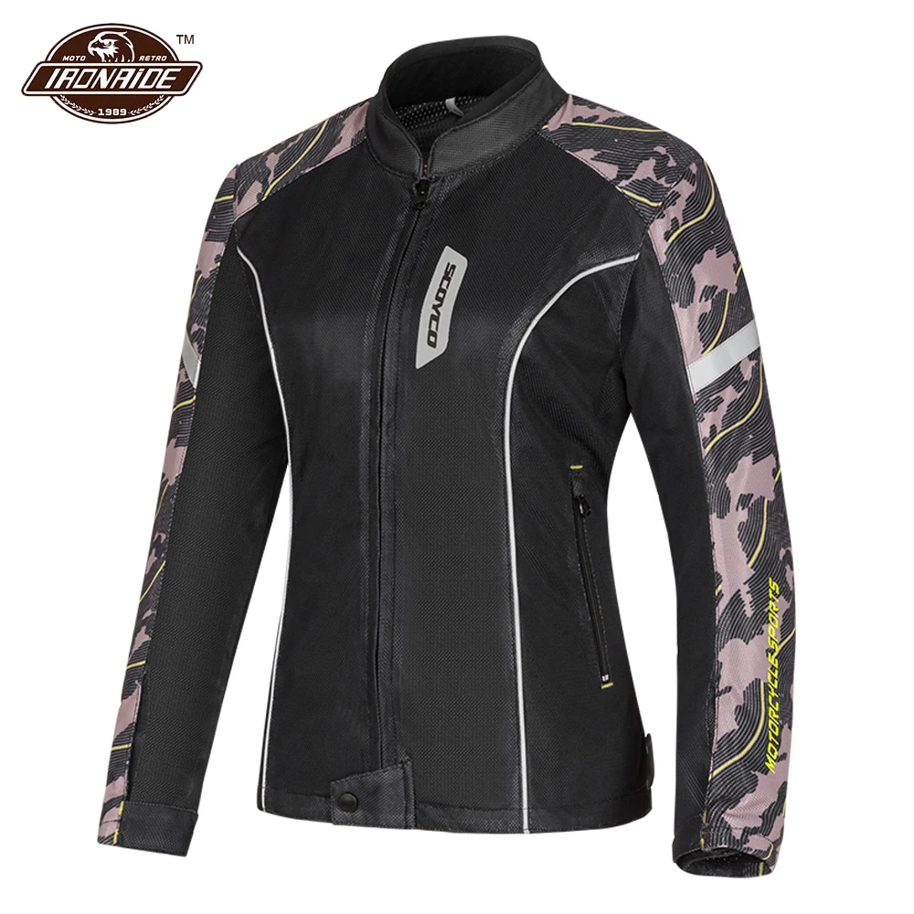 SCOYCO Women Motorcycle Jacket Summer Breathable Mesh Moto Jacket Protective Gear Jaqueta Motociclista Motorbike Clothing Black