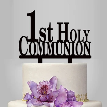 

1 Piece 8 Colors 1st Holy Communion Acrylic Cake Topper For Kids First Holy Communion Party Cake Decoration YC084