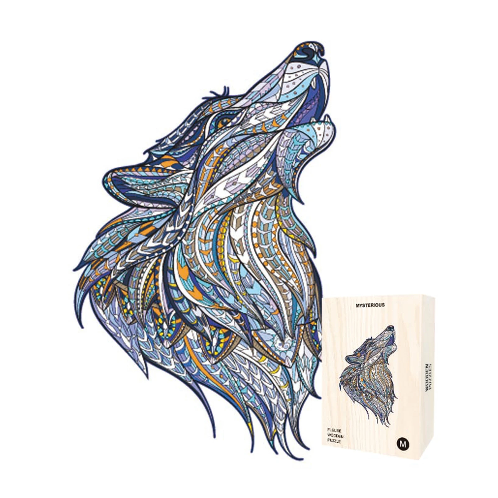 Деревянный пазл с волком и львом уникальная форма деревянный животными подарок