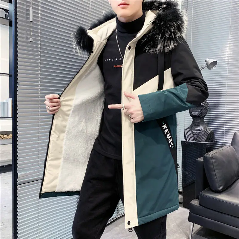 即納特典付き 男性のmid丈アウタープラスベルベット厚い暖かい冬コート男性のトレンド男性のジャケットウインドブレーカー綿服 完売 Www2 Unicap Br