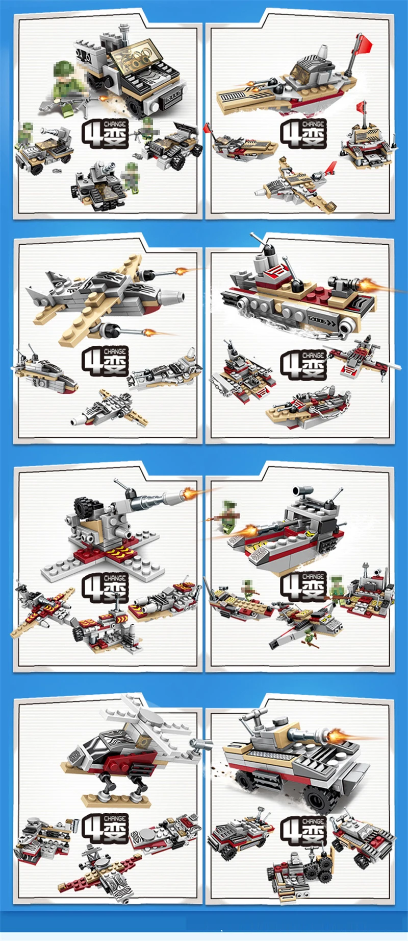 1000+ PCS Military Warship Navy Aircraft Army Figures Building Blocks LegoINGlys Army Warship Construction Bricks Children Toys