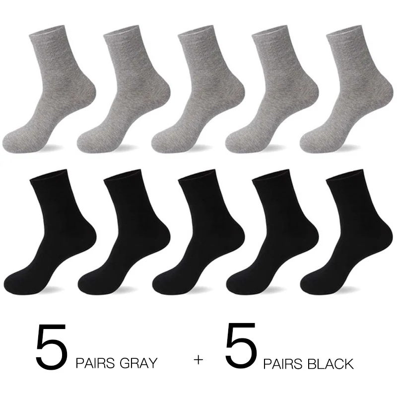 Мужские хлопковые носки новые стили 10 пар/лот черные деловые мужские носки дышащие осенне-зимние для мужчин - Цвет: 5Gray5Black
