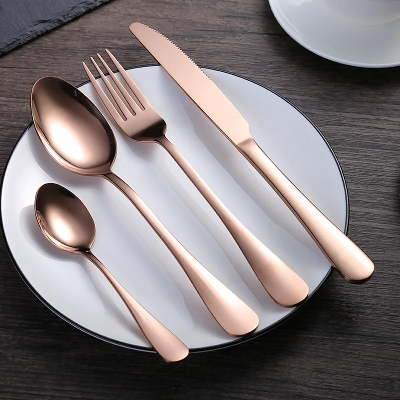 4pcs / lot stainless steel cutlery spoon western steak Gold-plated high-end cutlery set