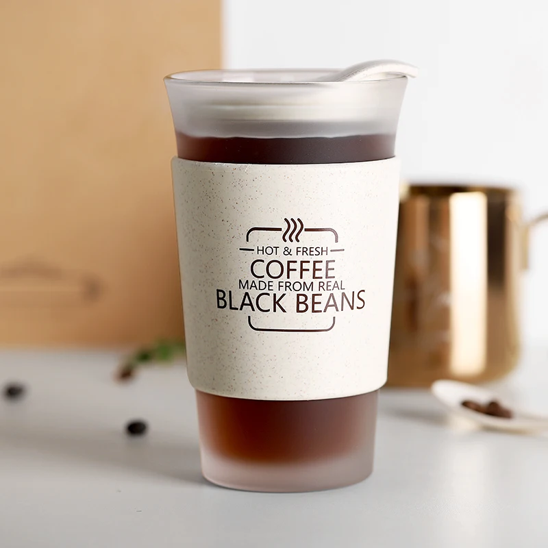 Стеклянная чашка для воды стеклянная кружка для кофе с ложкой соломы кофейные чашки 400 мл