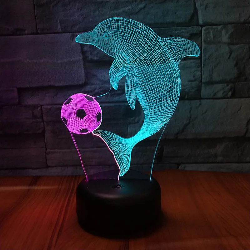 Dolphin Show LED 3D Visual Lamp USB Baby Sleeping Night Lights Creative Color Changing Atmosphere Decoration Lighting | Освещение