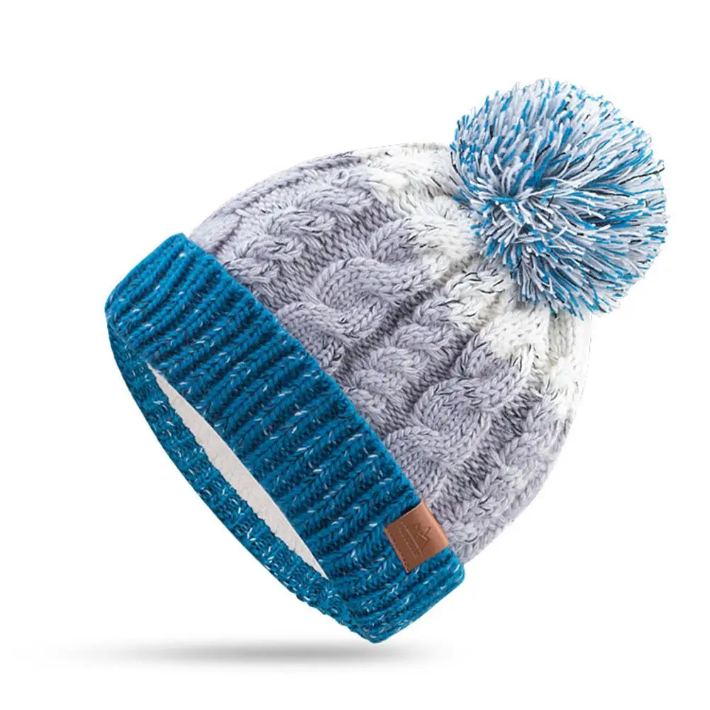 Blue Hat Взрослая детская вязаная шапочка флисовые шарфы, набор для бега, катания на лыжах, сноуборде, зимняя теплая утолщенная шапка, лоскутный шарф - Цвет: Blue Hat