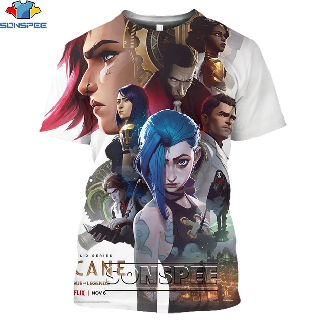 SONSPEE League of Legends Arcane T-Shirt 3D Men Women Fashion Anime Game  LOL Punk Tshirt Jinx Shirt Gaming Tee Hero Clothing Top - AliExpress