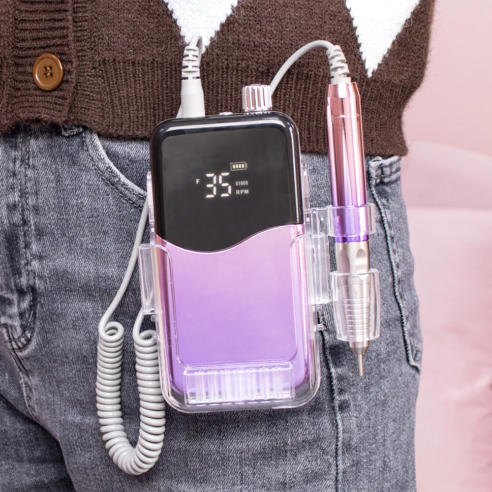 Professional 35000RPM Brushless Portable Rechargeable Cordless Desktop E File Manicure Pedicure Electric Nail Drill Machine 6