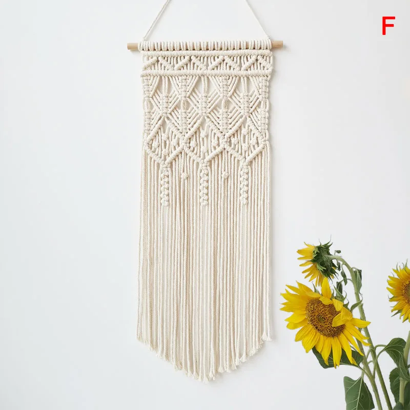 R Hand-woven Bohemian Tassel Cotton Rope Tapestry Wall Decoration Home Bedroom THIN889 - Цвет: R