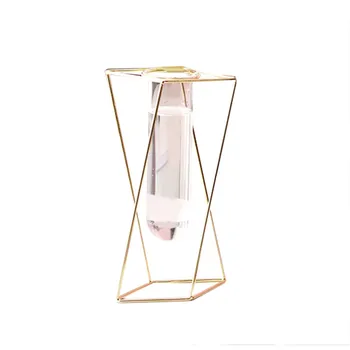 

Geometric Vases Wrought Iron Ornaments Living Room Flower Arrangement Home Glass Flower Stand Decoration LBShipping