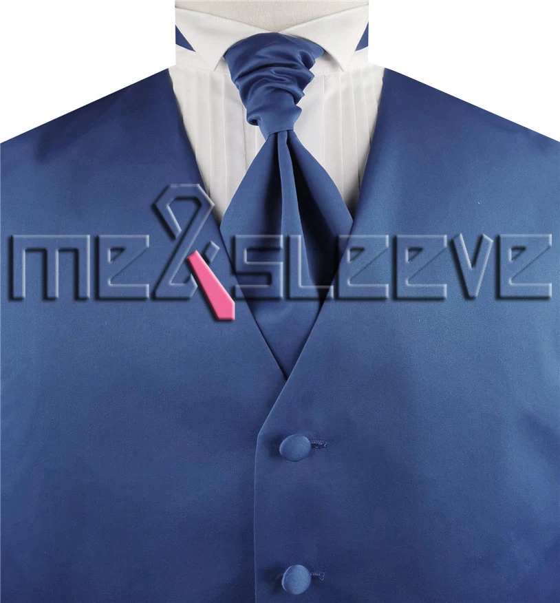 Комплект с синим однотонным жилетом со стразами(жилет+ галстук-бабочка+ носовой платок