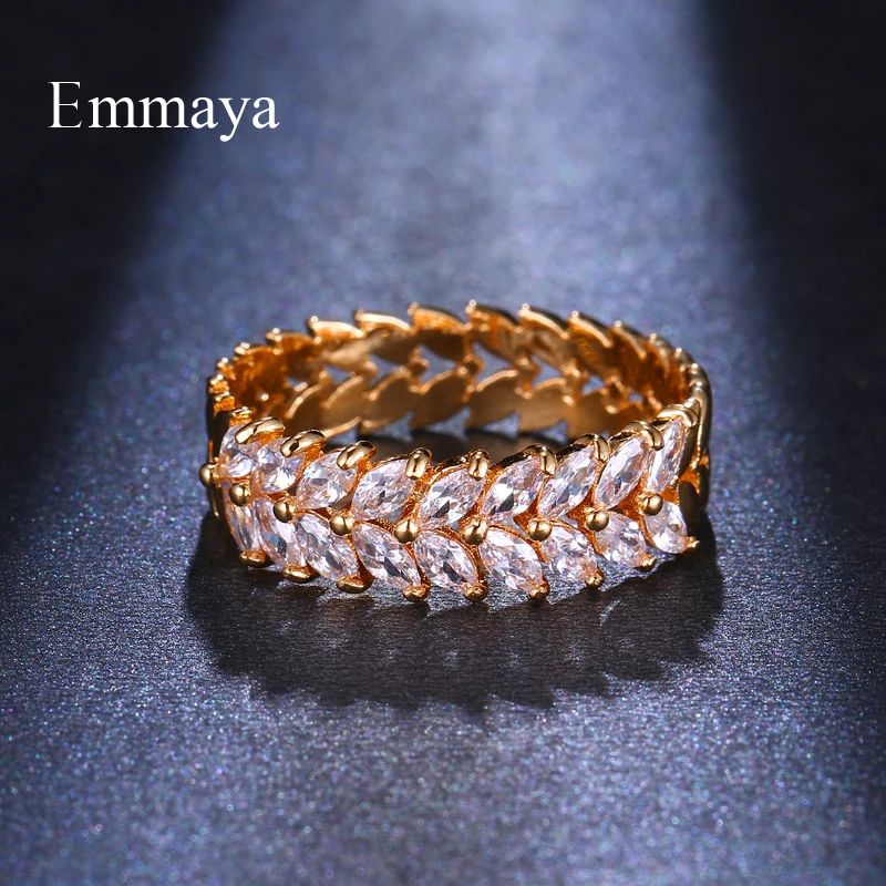 Emmaya, Новое поступление, полукруглый, с двойным кубическим цирконием, очаровательное кольцо, цветные ювелирные изделия для дам, модный тренд в этом сезоне