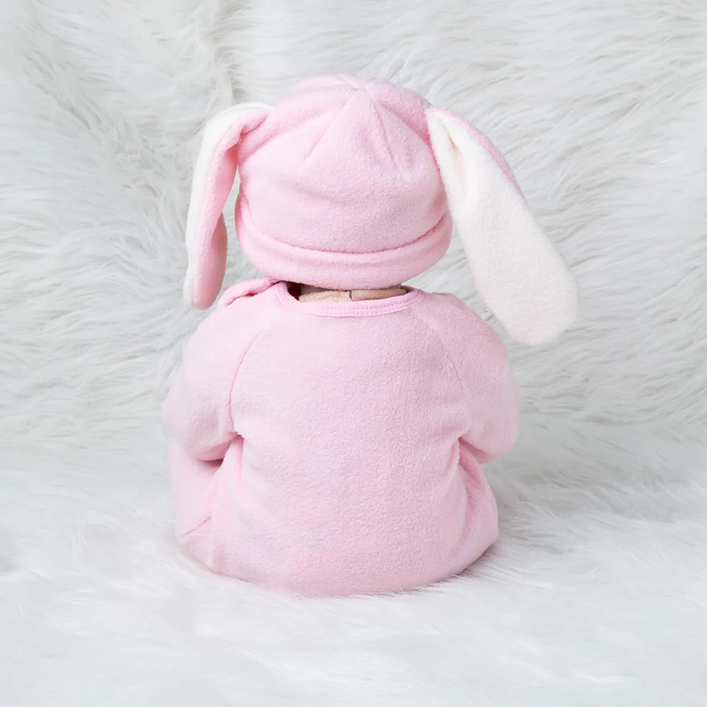 Игрушечным кроликом 55 см Reborn Baby Doll реалистичные, из мягкого силикона модные куклы для маленьких принцесс, Детские подарок на день рождения для детей, девочек, розовый кролик, комплект одежды