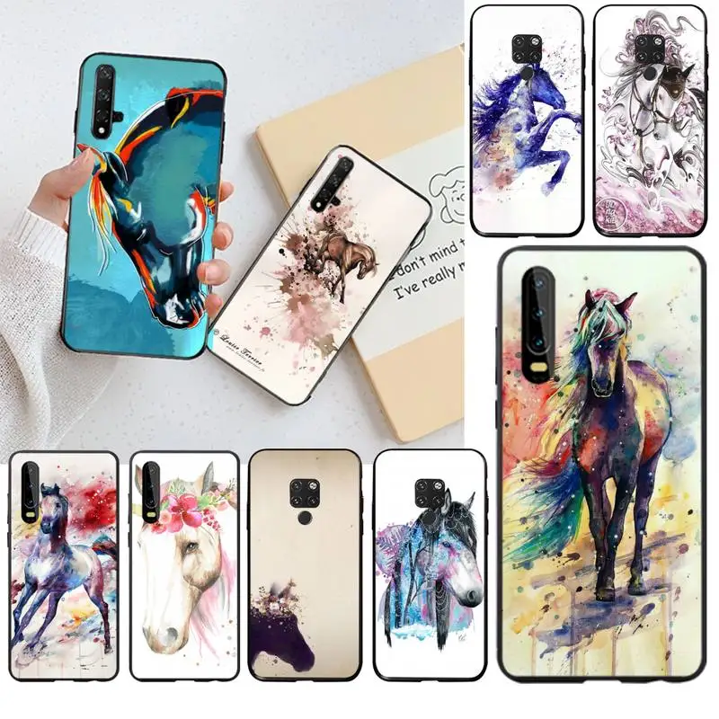 HPCHCJHM цветной чехол для телефона с акварелью лошадью Huawei P40 P30 P20 lite Pro Mate 20 P Smart 2019