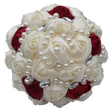 Роза кристалл жемчуг свадебный букет из бисера брошь свадебные аксессуары, букеты подружки невесты Искусственные Свадебные цветы букет невесты